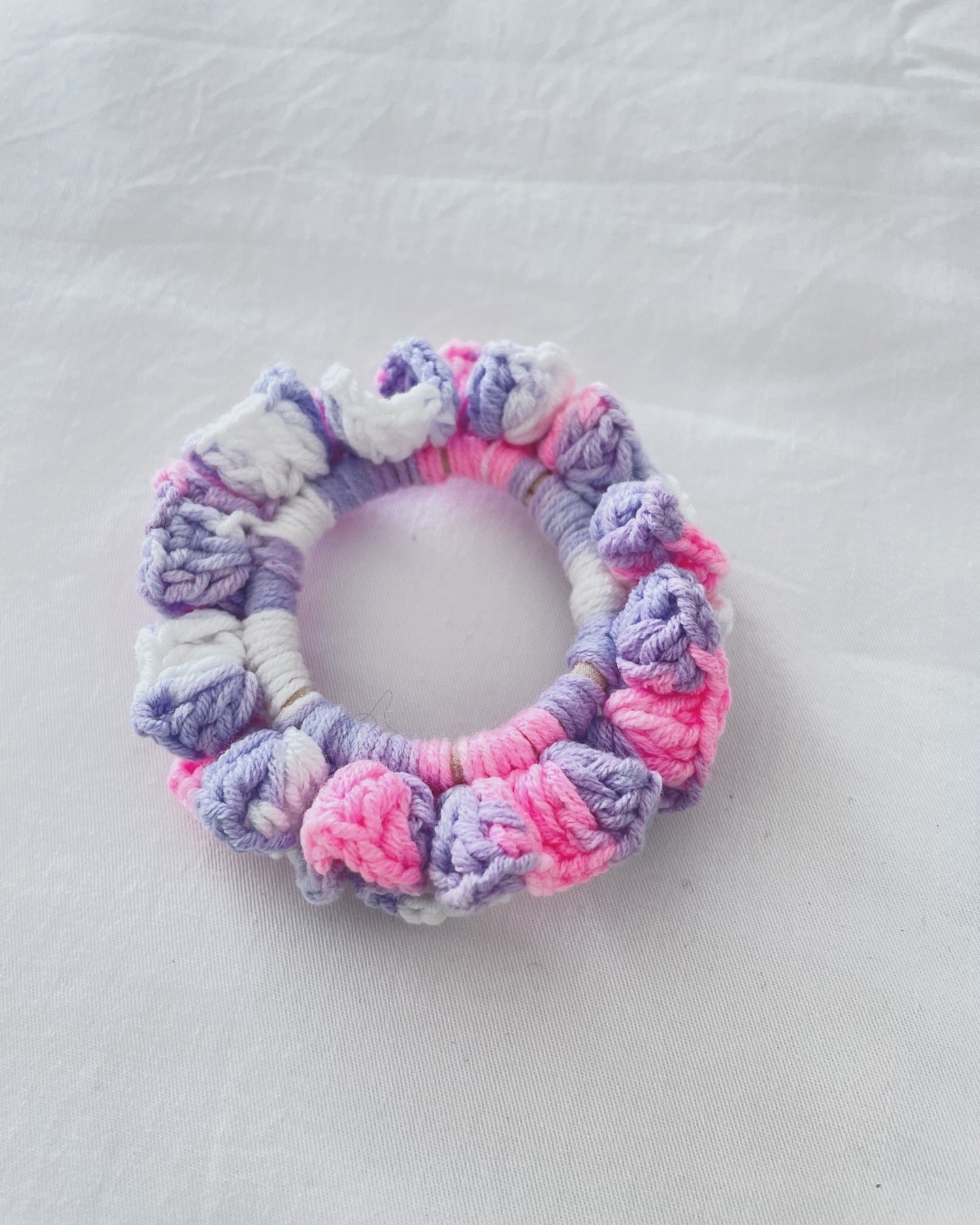rainbow crochet scrunchies