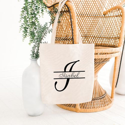 Personalized Initial Tote Bags.